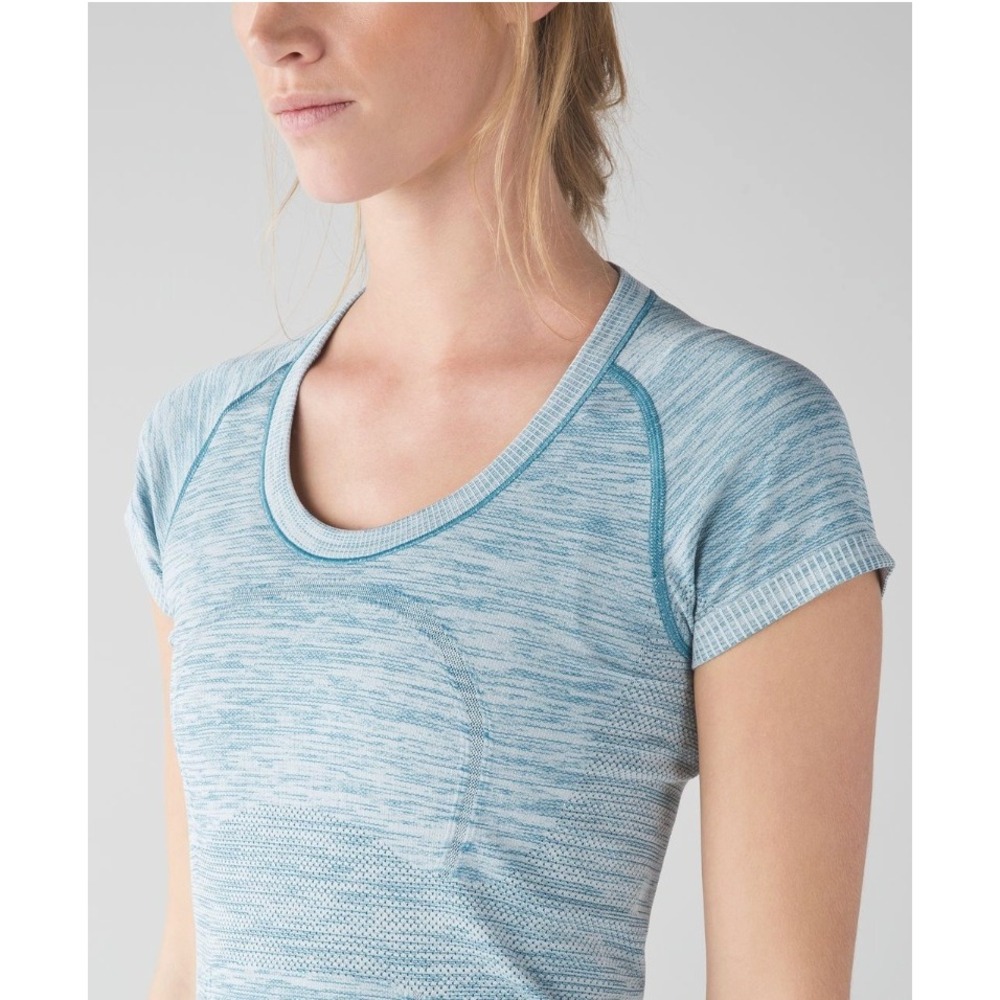 Lululemon Women's Swiftly Tech Short Sleeve Scoop Heathered Tofino Teal Sz 8 - Picture 3 of 10